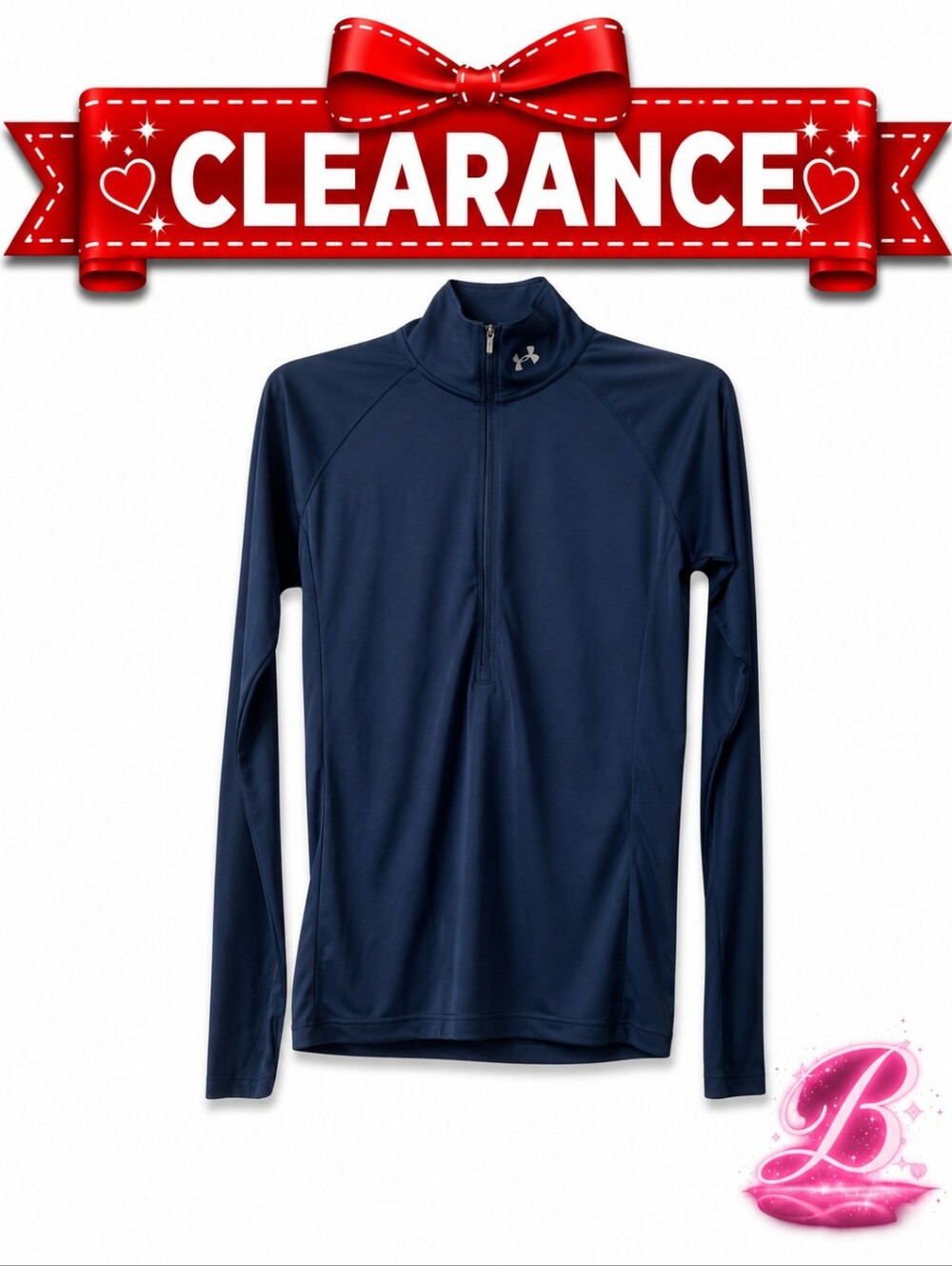 3/$15 Under Armour HeatGear Quarter Zip Pullover - Blue - Small